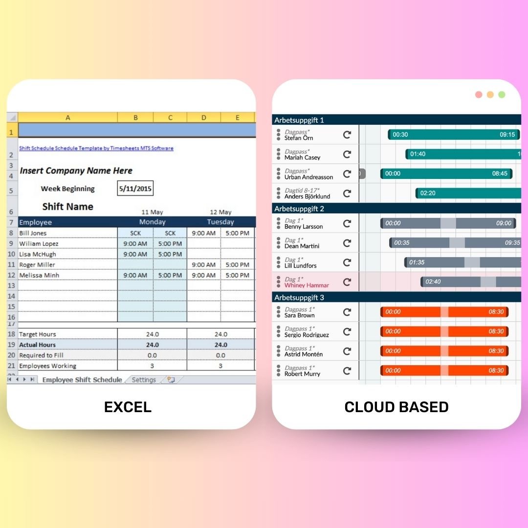 excel vs cloud based employee scheduling